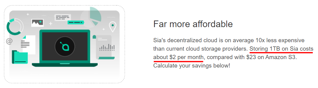 Price estimate on Sia website