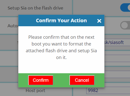 Screenshot of Siaberry offering to format a flash drive